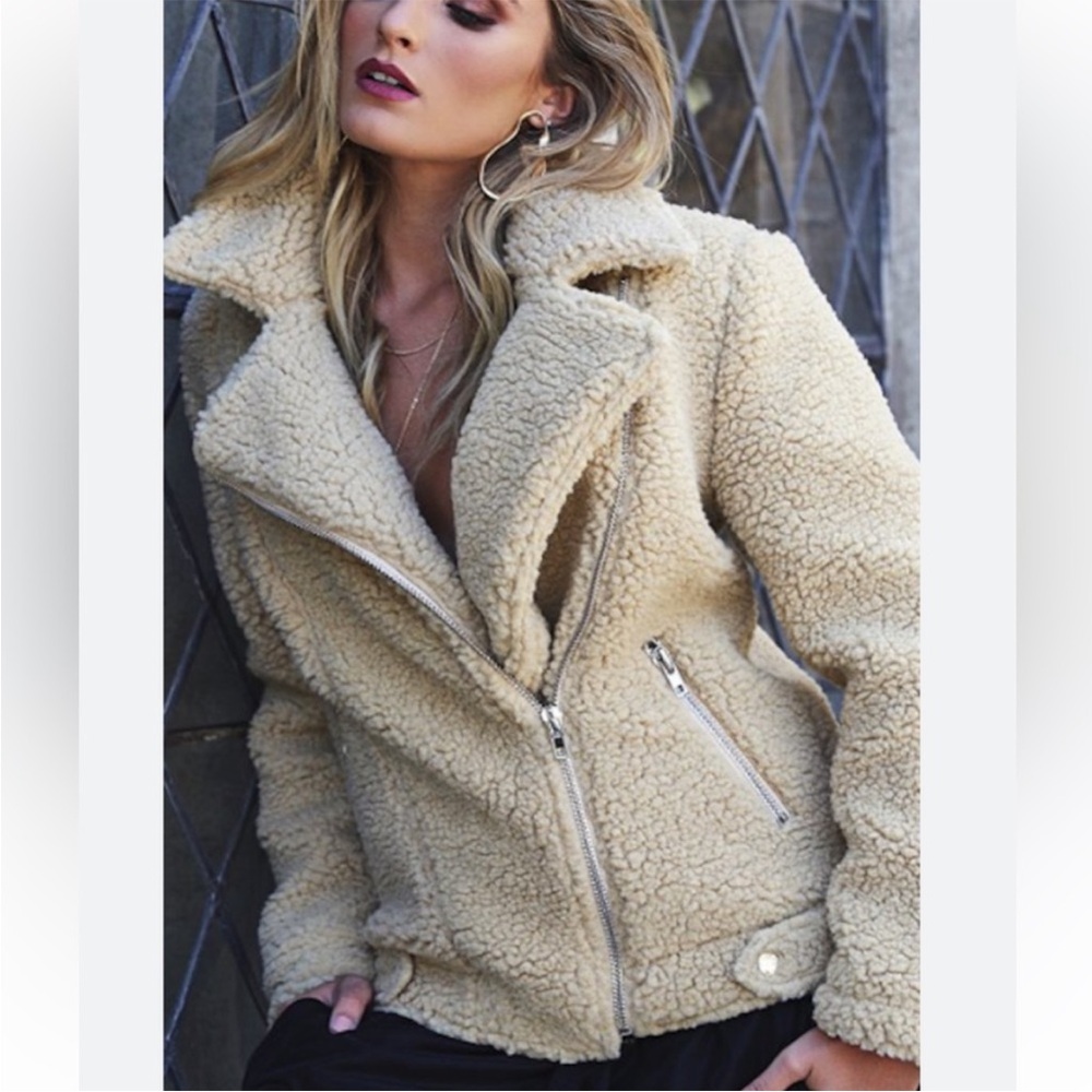 NASTY GAL Sherpa Teddy Biker Moto Jacket S